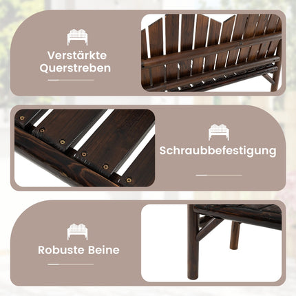 2-Seater Wooden Garden Bench with Slatted Seat, Brown