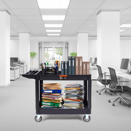 2-Shelf Utility Service Cart, 550 lb, Swivel Casters