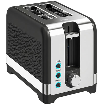 2-Schlitz-Toaster, 7 Bräunungsstufen, Auftaufunktion, Brötchenaufsatz