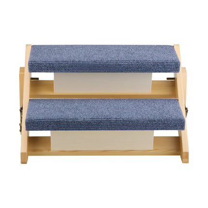 2-Step Dog Stairs, Foldable Wood, Non-Slip, 50 kg