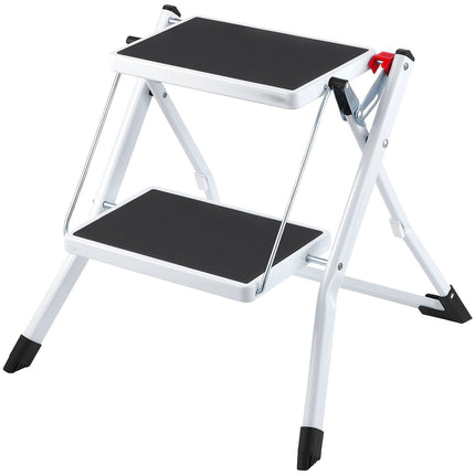 2-Step Folding Steel Step Stool, 150 kg, Wide Anti-Slip