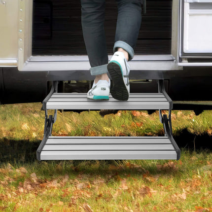 2-Step RV Steps – Manual Foldable, 440 lb Non-Slip