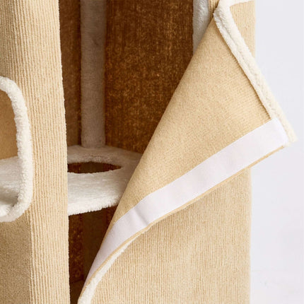 2-Storey Cat House with Sisal Post & Toys - Beige