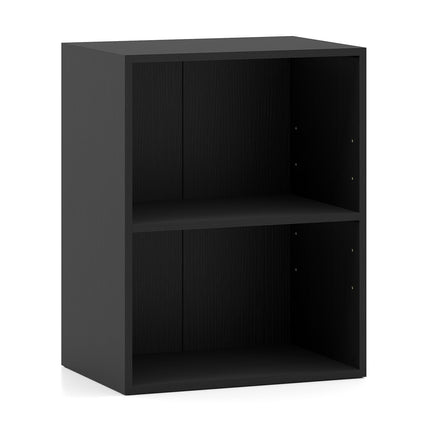 2-stufiges Bücherregal aus schwarzem Holz mit verstellbaren Einlegeböden