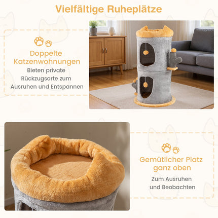 2-Tier Cat House with Cozy Caves and Plush Balls