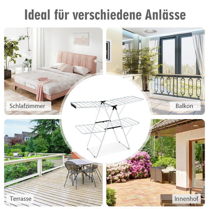 2-Tier Foldable Clothes Drying Rack with Adjustable Wings