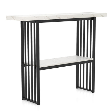 2patrový mramorový konzolový stolek, černo-bílý, 120cm