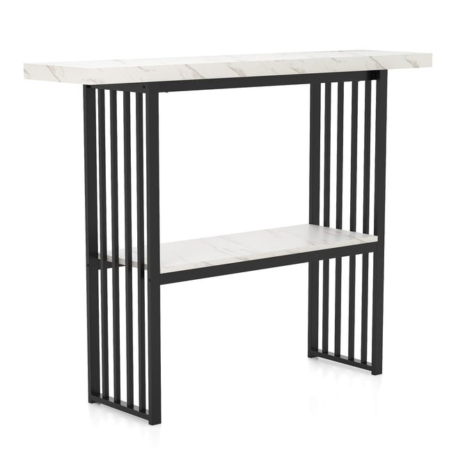 2patrový mramorový konzolový stolek, černo-bílý, 120cm