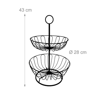 2-Tier Metal Fruit Stand with Open Baskets