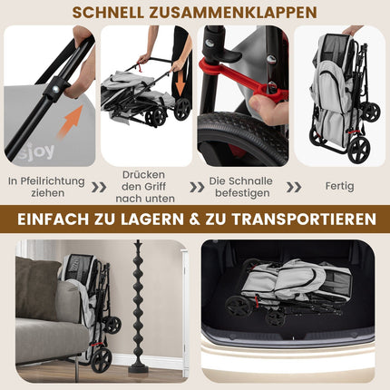 2-stöckiger Tierwagen, 16 kg Tragkraft, Grau, Netzfenster