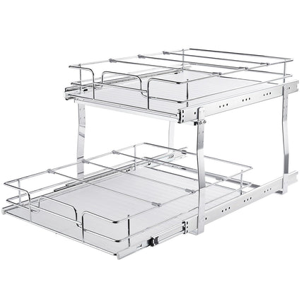 2-Tier Pull-Out Cabinet Organizer, Steel Slide-Out Shelves