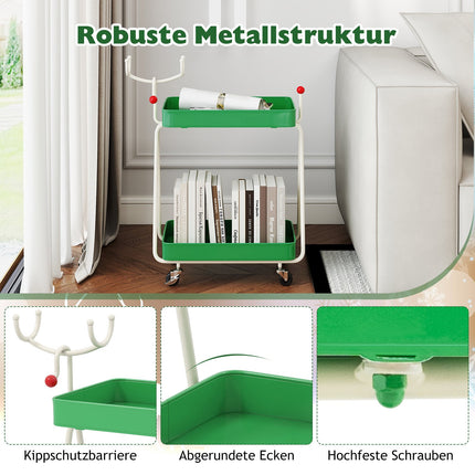 Zweistufiger Rentier-Küchenwagen – Grün, Metall, festliches Design