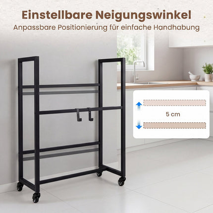2-Tier Rolling Drink Crate Rack with Wheels, Black