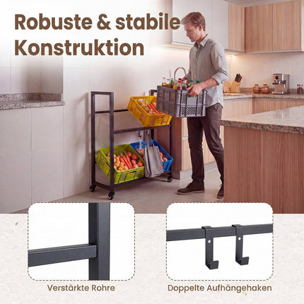 2-Tier Rolling Drink Crate Rack with Wheels, Black