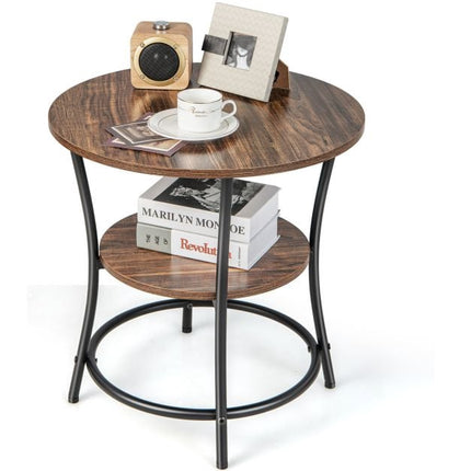 Runder Beistelltisch mit 2 Ablagen, offenes Regal, 55 cm