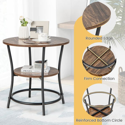Runder Beistelltisch mit 2 Ablagen, offenes Regal, 55 cm