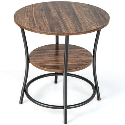 Runder Beistelltisch mit 2 Ablagen, offenes Regal, 55 cm