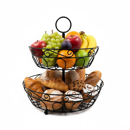 2-Tier Round Fruit Bowl – Open Lattice Design