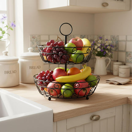 2-Tier Round Fruit Bowl – Open Lattice Design