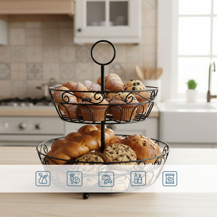 2-Tier Round Fruit Bowl – Open Lattice Design