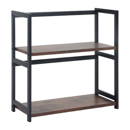 2-Tier Spice Rack Shelf, MDF and Iron, Brown/Black