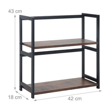 2-Tier Spice Rack Shelf, MDF and Iron, Brown/Black