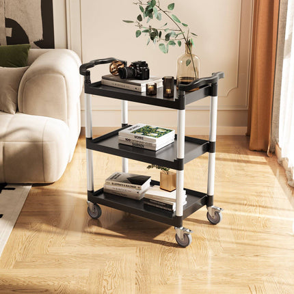 2-Tier Utility Cart, 300 lb Capacity, Locking Casters