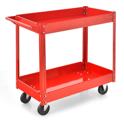 2-stufiger Rollwagen mit Griff, Metallrahmen, Rot