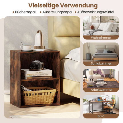 2-stöckiges Holzregal, verstellbare Böden, Rustikalbraun