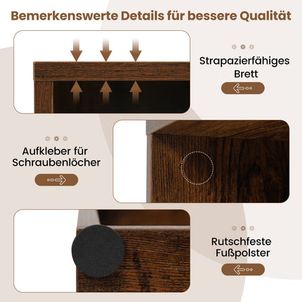 2-stöckiges Holzregal, verstellbare Böden, Rustikalbraun