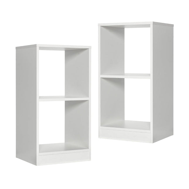 2-stöckiges Holzregal-Set mit Kippschutz, Weiß