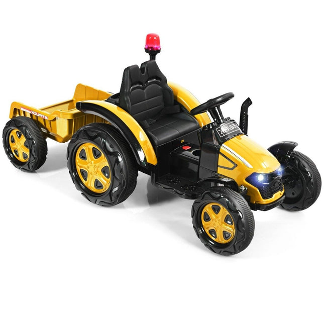 2V Traktor mit 2,4G Fernbedienung &amp; abnehmbarem Anhänger für Kinder von 3-8 Jahren. Gelb
