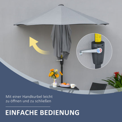 Halbrunder Balkonsonnenschirm 2x2m, Wasserdicht Dunkelgrau