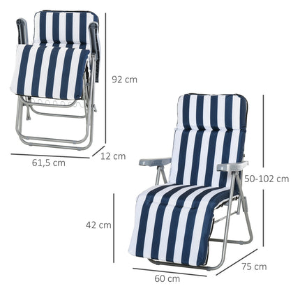 Klappbare Gartenstühle mit Auflage – 5 Positionen, blau