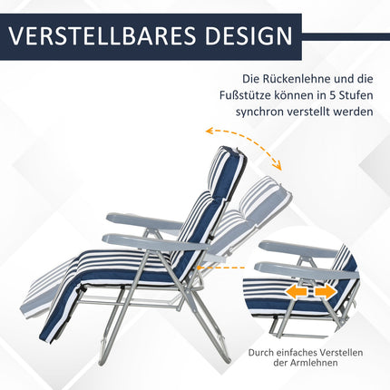 Klappbare Gartenstühle mit Auflage – 5 Positionen, blau