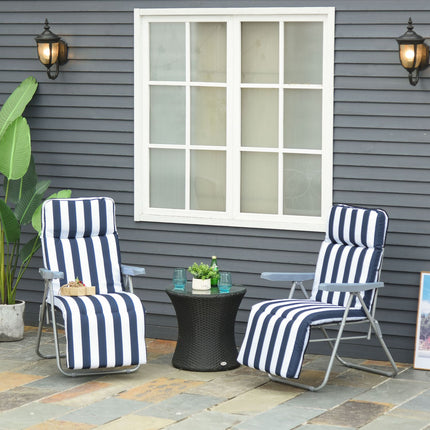 Klappbare Gartenstühle mit Auflage – 5 Positionen, blau