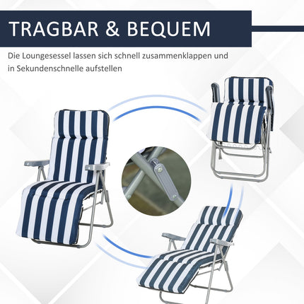 Klappbare Gartenstühle mit Auflage – 5 Positionen, blau