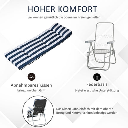 Klappbare Gartenstühle mit Auflage – 5 Positionen, blau