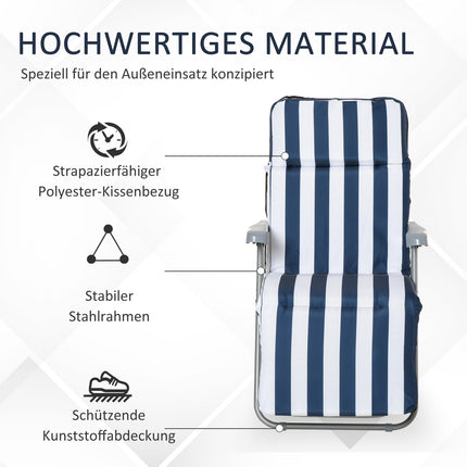 Klappbare Gartenstühle mit Auflage – 5 Positionen, blau