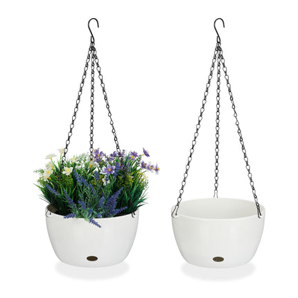 2 hanging baskets with water containers - L