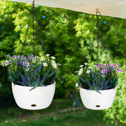 2 hanging baskets with water containers - L