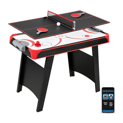 2-in-1 Air Hockey & Table Tennis Game Table with 12V Fan