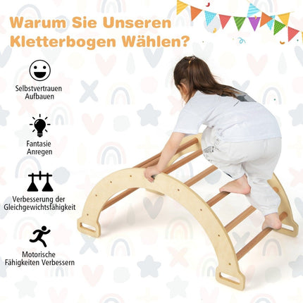 2-in-1-Bogenwippe mit Kissen Doppelseitiger Kletterbogen Natur