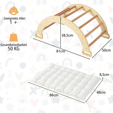 2-in-1-Bogenwippe mit Kissen Doppelseitiger Kletterbogen Natur