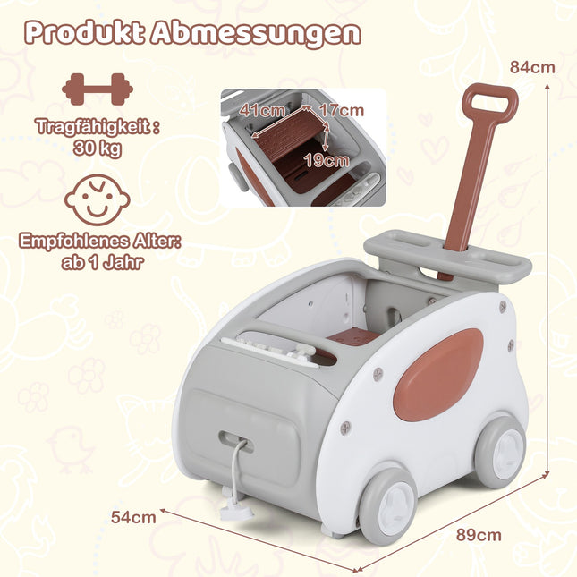 2-in-1 Babywalker mit Rädern, klappbarem Sitz, Sicherheitsgurt