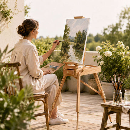 2-in-1 Beechwood Easel with Drawer and Palette