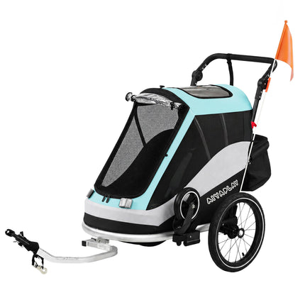 2-in-1 Bike Trailer Stroller, Foldable, 16in Air Tires