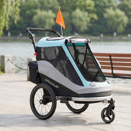 2-in-1 Bike Trailer Stroller, Foldable, 16in Air Tires