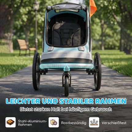 2-in-1 Bike Trailer Stroller, Foldable, 16in Air Tires