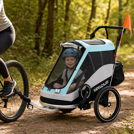 2-in-1 Bike Trailer Stroller, Foldable, 16in Air Tires